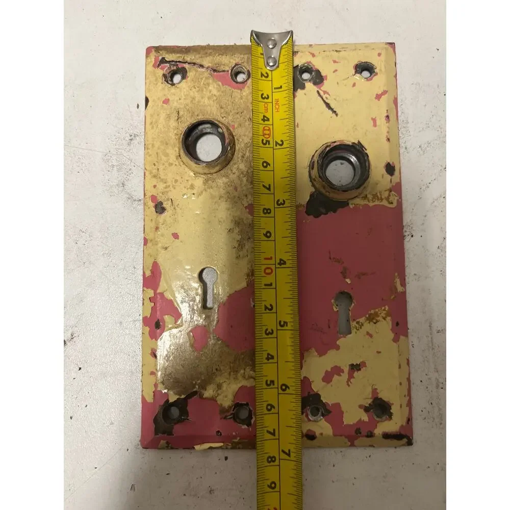 PAIR Antique/Vintage Door Plates, Backplates, Escutcheon, Back Plate, Brass Pink